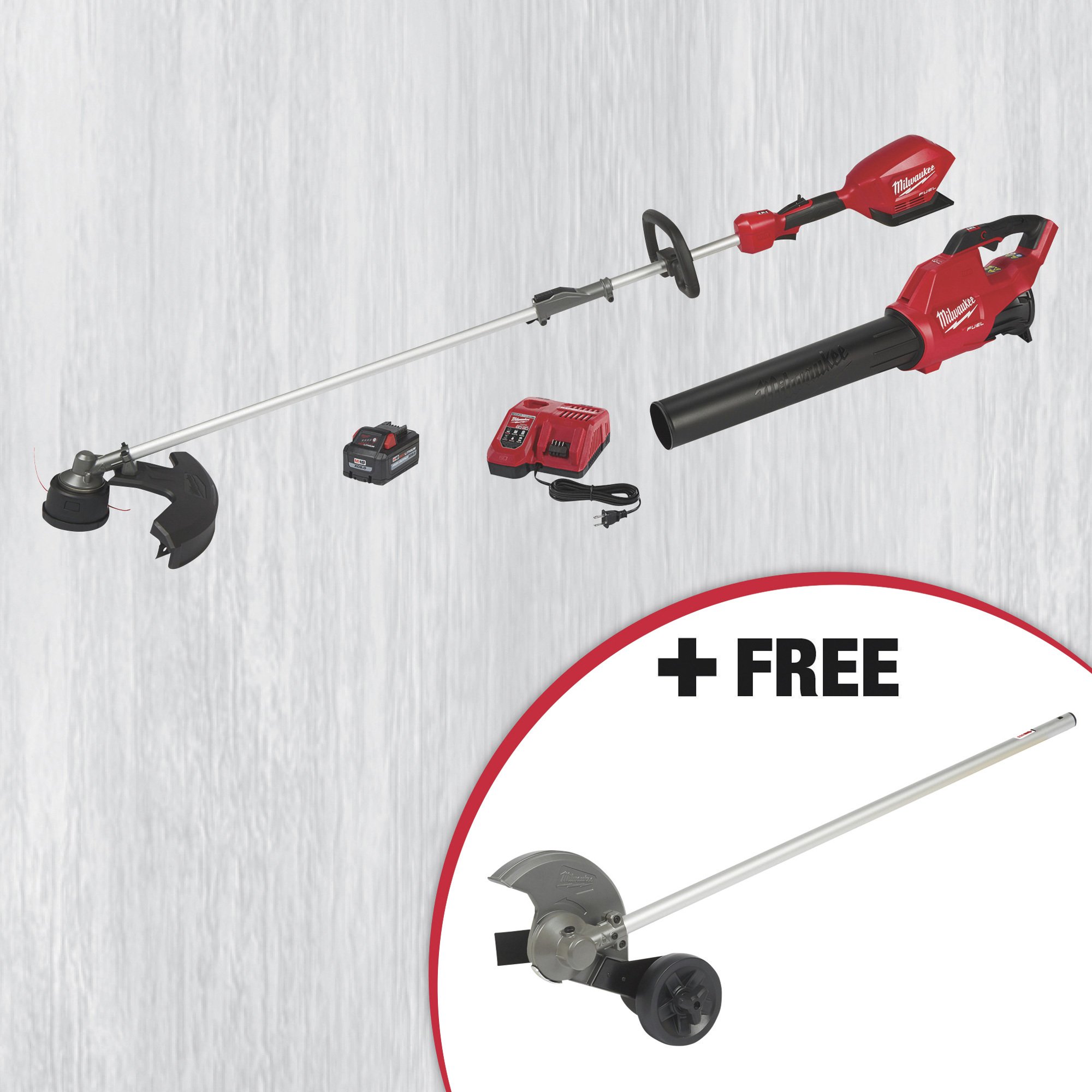 Milwaukee M18 FUEL Blower and String Trimmer Combo with QUIK-LOK Edger Attachment, M18 XC 8.0Ah Battery and M18/M12 Rapid Charger, Model# 3000-21SE23A